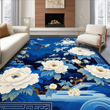 Ultra Soft Area Rug, Non Slip, Stain Resistant, Washable Area Rugs for Living Room, Bedroom, Chinoiserie Blue Floral Elegance(Blue)