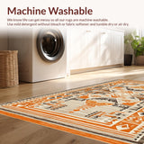 Ultra Soft Area Rug, Non Slip, Stain Resistant, Washable Area Rugs for Living Room, Bedroom, Sophisticated Lattice Design with Warm Hues(Orange)