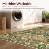 Ultra Soft Area Rug, Non Slip, Stain Resistant, Washable Area Rugs for Living Room, Bedroom, Lively Trellis Design in Greens(Brown)