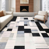 Ultra Soft Area Rug, Non Slip, Stain Resistant, Washable Area Rugs for Living Room, Bedroom, Bold Black & White Blocks Rug Contemporary Patterned Floor Mat(Gray)