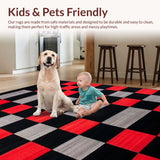 Ultra Soft Area Rug, Non Slip, Stain Resistant, Washable Area Rugs for Living Room, Bedroom, Rustic Gray Tiled Aesthetic(Black)