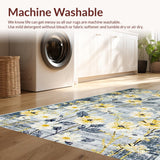 Ultra Soft Area Rug, Non Slip, Stain Resistant, Washable Area Rugs for Living Room, Bedroom, Subtle Earthy Floral Design(Gray)