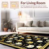 Ultra Soft Area Rug, Non Slip, Stain Resistant, Washable Area Rugs for Living Room, Bedroom, Trendy Feline Inspired Welcome Mat(Black)