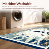 Ultra Soft Area Rug, Non Slip, Stain Resistant, Washable Area Rugs for Living Room, Bedroom, Coastal Haven Nautical Area Rug with Lighthouse Pattern for Home Decor(Blue)