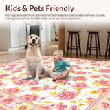Ultra Soft Area Rug, Non Slip, Stain Resistant, Washable Area Rugs for Living Room, Bedroom, Delicate Subtle Nature Inspired(White)