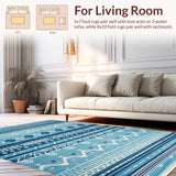 Ultra Soft Area Rug, Non Slip, Stain Resistant, Washable Area Rugs for Living Room, Bedroom, Sleek Modern Textured Design(Blue)
