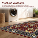 Ultra Soft Area Rug, Non Slip, Stain Resistant, Washable Area Rugs for Living Room, Bedroom, Eclectic Boho Medallion Artistic Decorative Tapestry(Red)