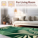 Ultra Soft Area Rug, Non Slip, Stain Resistant, Washable Area Rugs for Living Room, Bedroom, Botanical Green Nature Motif(Green)