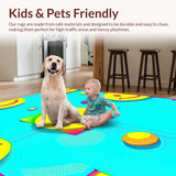Ultra Soft Area Rug, Non Slip, Stain Resistant, Washable Area Rugs for Living Room, Bedroom, Lively Pastel Rainbow Visual Delight(Blue)