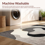 Ultra Soft Area Rug, Non Slip, Stain Resistant, Washable Area Rugs for Living Room, Bedroom, Serene Fluid Abstract Expressions(Gray)