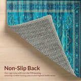 Ultra Soft Area Rug, Non Slip, Stain Resistant, Washable Area Rugs for Living Room, Bedroom, Elegant Nature-Infused Print Design(Blue)