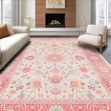 Ultra Soft Area Rug, Non Slip, Stain Resistant, Washable Area Rugs for Living Room, Bedroom, Chic Blush Pink Floral Motif(Pink)