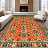 Ultra Soft Area Rug, Non Slip, Stain Resistant, Washable Area Rugs for Living Room, Bedroom, Contemporary Distressed Linear Art(Orange)