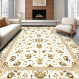 Ultra Soft Area Rug, Non Slip, Stain Resistant, Washable Area Rugs for Living Room, Bedroom, Elegant Vintage Inspired Area with Classic Floral and Neutral Tones(White)