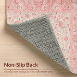 Ultra Soft Area Rug, Non Slip, Stain Resistant, Washable Area Rugs for Living Room, Bedroom, Soft Neutral Toned Organic Patterns(Pink)