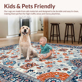 Ultra Soft Area Rug, Non Slip, Stain Resistant, Washable Area Rugs for Living Room, Bedroom, Sophisticated Abstract Floral Fusion(Gray)