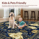 Ultra Soft Area Rug, Non Slip, Stain Resistant, Washable Area Rugs for Living Room, Bedroom, Stylish Area Featuring Abstract Animal Design and Geometric(Blue)