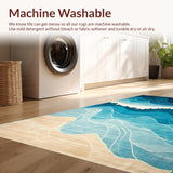 Ultra Soft Area Rug, Non Slip, Stain Resistant, Washable Area Rugs for Living Room, Bedroom, Serene Oceanic Abstract Design(Blue)