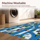 Ultra Soft Area Rug, Non Slip, Stain Resistant, Washable Area Rugs for Living Room, Bedroom, Blue City Map Non Slip Toddler Playroom Rug(Blue)