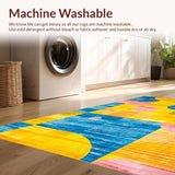 Ultra Soft Area Rug, Non Slip, Stain Resistant, Washable Area Rugs for Living Room, Bedroom, Eclectic Abstract Linear Composition(Yellow)