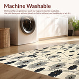 Ultra Soft Area Rug, Non Slip, Stain Resistant, Washable Area Rugs for Living Room, Bedroom, Artistic Daisy Bloom Entry With Modern Black Accent Floral Design(Beige)