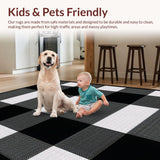 Ultra Soft Area Rug, Non Slip, Stain Resistant, Washable Area Rugs for Living Room, Bedroom, Chic Cozy Striped Arrangement(Black)