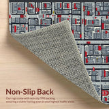 Ultra Soft Area Rug, Non Slip, Stain Resistant, Washable Area Rugs for Living Room, Bedroom, Vibrant Cartoon Cityscape Motif(Gray)