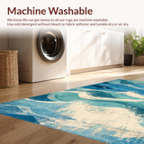 Ultra Soft Area Rug, Non Slip, Stain Resistant, Washable Area Rugs for Living Room, Bedroom, Tropical Surfboard Art Rug with Whimsical Mermaid and Fish Inspired Patterns(Blue)