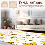 Ultra Soft Area Rug, Non Slip, Stain Resistant, Washable Area Rugs for Living Room, Bedroom, Serene Whimsical Botanical Aesthetic(Yellow)