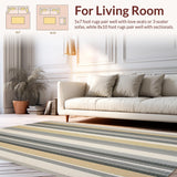 Ultra Soft Area Rug, Non Slip, Stain Resistant, Washable Area Rugs for Living Room, Bedroom, Coffeehouse Collection Subtle Stripe Area for Elegant Spaces(Beige)