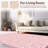 Ultra Soft Area Rug, Non Slip, Stain Resistant, Washable Area Rugs for Living Room, Bedroom, Preppy Pastel Bow Aesthetic(Pink)