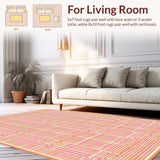 Ultra Soft Area Rug, Non Slip, Stain Resistant, Washable Area Rugs for Living Room, Bedroom, Artful Striped Color Block Design(Orange)