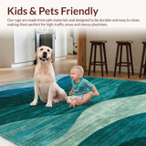 Ultra Soft Area Rug, Non Slip, Stain Resistant, Washable Area Rugs for Living Room, Bedroom, Chic Abstract Organic Flow(Blue)