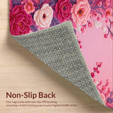 Ultra Soft Area Rug, Non Slip, Stain Resistant, Washable Area Rugs for Living Room, Bedroom, Charming Absorbent Floral Bath Carpet for Chic Decor(Pink)