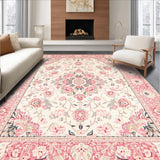 Ultra Soft Area Rug, Non Slip, Stain Resistant, Washable Area Rugs for Living Room, Bedroom, Contemporary Floral Infusion Style(White)