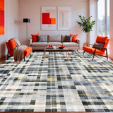 Ultra Soft Area Rug, Non Slip, Stain Resistant, Washable Area Rugs for Living Room, Bedroom, Modern Checkered Carpet With Artistic Flair For Contemporary Spaces(Black)