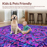 Ultra Soft Area Rug, Non Slip, Stain Resistant, Washable Area Rugs for Living Room, Bedroom, Dynamic Hand-Braided Color Splash(Purple)