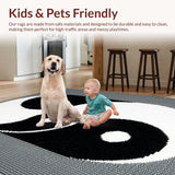 Ultra Soft Area Rug, Non Slip, Stain Resistant, Washable Area Rugs for Living Room, Bedroom, Modern Yin Yang Non-Slip Meditation Doormat(Black)