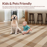 Ultra Soft Area Rug, Non Slip, Stain Resistant, Washable Area Rugs for Living Room, Bedroom, Geometric Natural Toned Elegance(Beige)