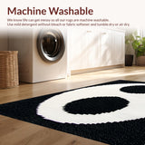 Ultra Soft Area Rug, Non Slip, Stain Resistant, Washable Area Rugs for Living Room, Bedroom, Modern Circular Living Room Washable Accent Rug(Black)