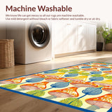 Ultra Soft Area Rug, Non Slip, Stain Resistant, Washable Area Rugs for Living Room, Bedroom, Artistic Retro Nature Pattern(Orange)