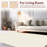 Ultra Soft Area Rug, Non Slip, Stain Resistant, Washable Area Rugs for Living Room, Bedroom, Stylish Light Beige Checkered Texture(Beige)