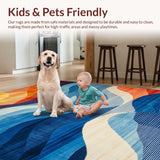 Ultra Soft Area Rug, Non Slip, Stain Resistant, Washable Area Rugs for Living Room, Bedroom, Vibrant Modern Abstract Motif(Blue)