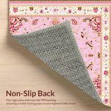 Ultra Soft Area Rug, Non Slip, Stain Resistant, Washable Area Rugs for Living Room, Bedroom, Luxurious Gold Accented Traditional Pattern(Pink)