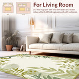 Ultra Soft Area Rug, Non Slip, Stain Resistant, Washable Area Rugs for Living Room, Bedroom, Chic Minimalist Leaf Pattern(Ivory)