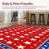 Independence Day Patriotic Area Rug with Bold Star Pattern(Red)