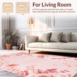 Ultra Soft Area Rug, Non Slip, Stain Resistant, Washable Area Rugs for Living Room, Bedroom, Serene Blush Textured Elegance(Pink)
