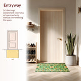 Ultra Soft Area Rug, Non Slip, Stain Resistant, Washable Area Rugs for Living Room, Bedroom, Eclectic Floral Medley Arrangement(Green)