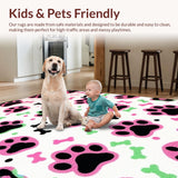 Ultra Soft Area Rug, Non Slip, Stain Resistant, Washable Area Rugs for Living Room, Bedroom, Cheerful Puppy Themed Soft Rug(White)