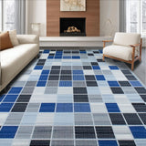 Ultra Soft Area Rug, Non Slip, Stain Resistant, Washable Area Rugs for Living Room, Bedroom, Elegant Abstract Tiled Pattern(Blue)